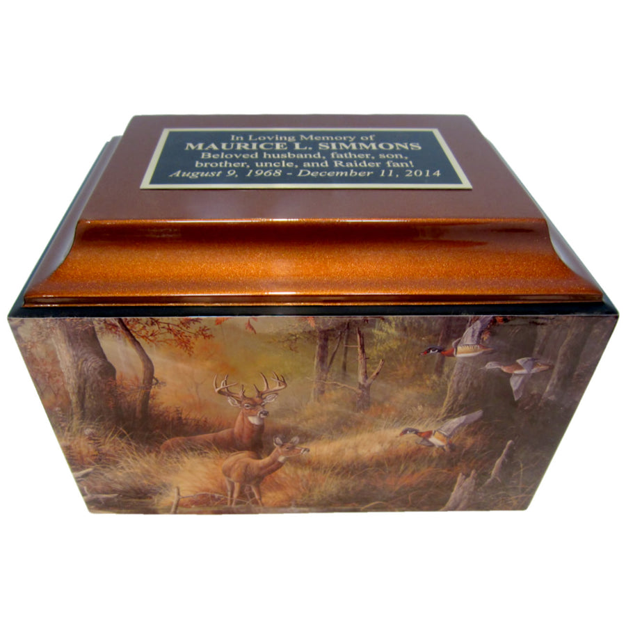 Deer and Duck Hunter Fiberglass Box Cremation Urn - 511