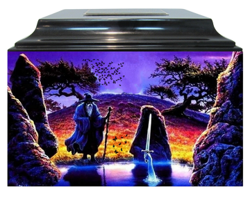 Wizard Gamer Fiberglass Box Cremation Urn - T110