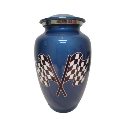 Blue Racing Classic Flag Vase Cremation Urn - 210