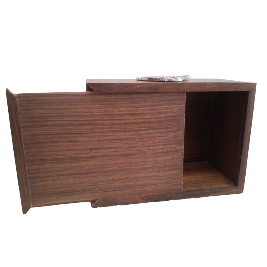 Angel Wings Infant Wooden Box Cremation Urn Shown with 3D Solid Metal Medallion- 939