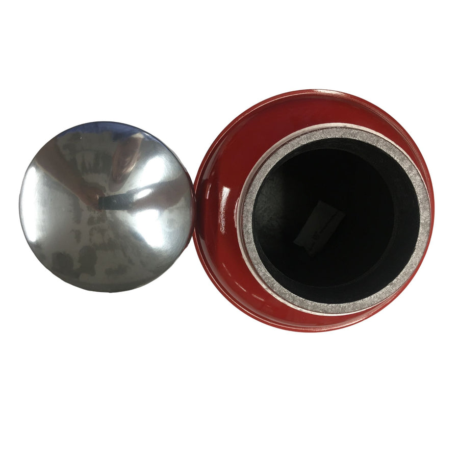 Urne de crémation en aluminium à 3 anneaux de pompier rouge illustrée avec médaillon en métal massif 3D - 217