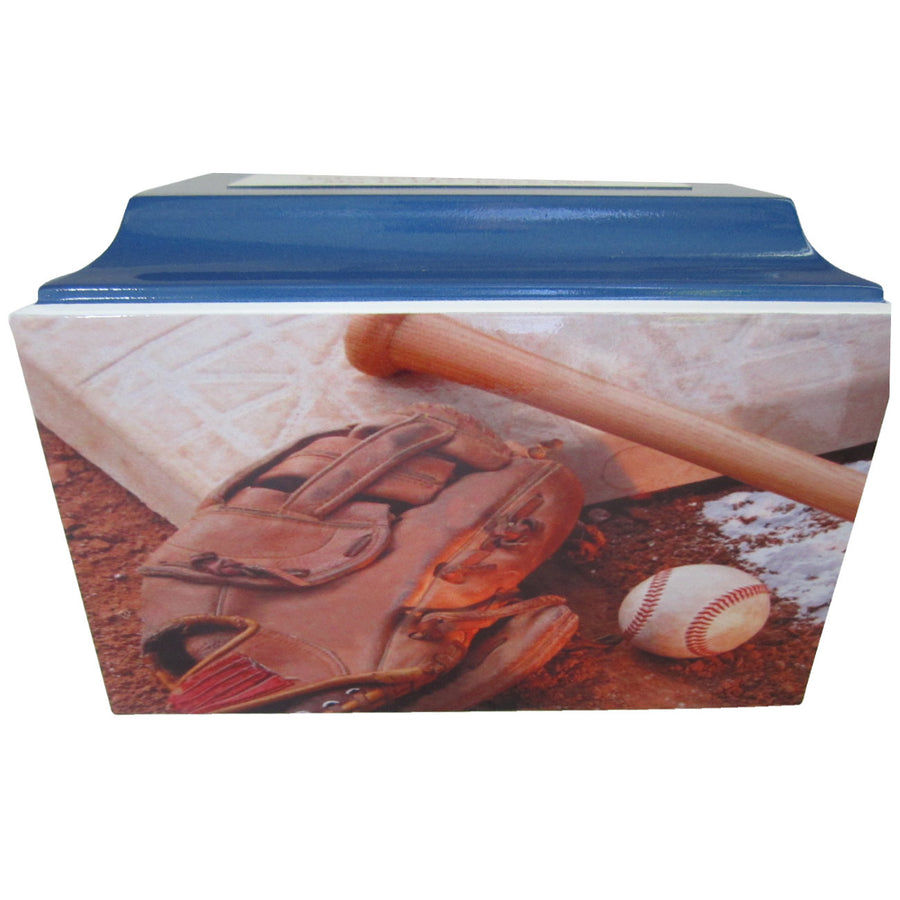 Blue Baseball Fiberglass Box Cremation Urn