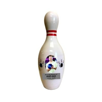 Bowling Pin Cremation Urn Available in Solid Colors and/or with Custom Photo