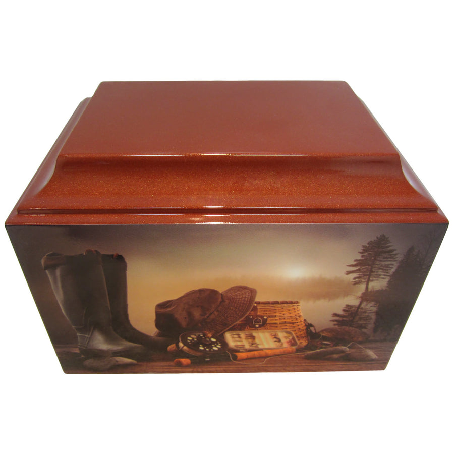 Brown Trout Fishing Fiberglass Box Cremation Urn