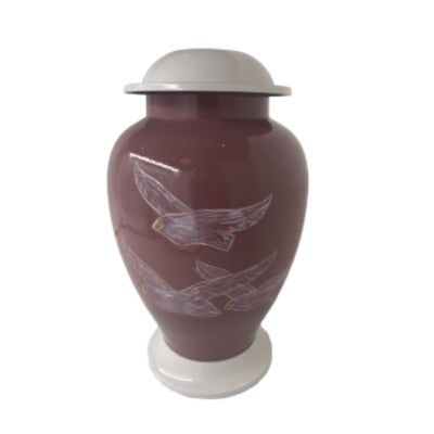 Brown and White Dove Cremation Urn