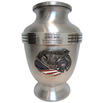 Coast Guard 3-Ring Aluminum Cremation Urn 