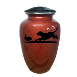 Dog Chasing Rabbit Classic Vase Cremation Urn 