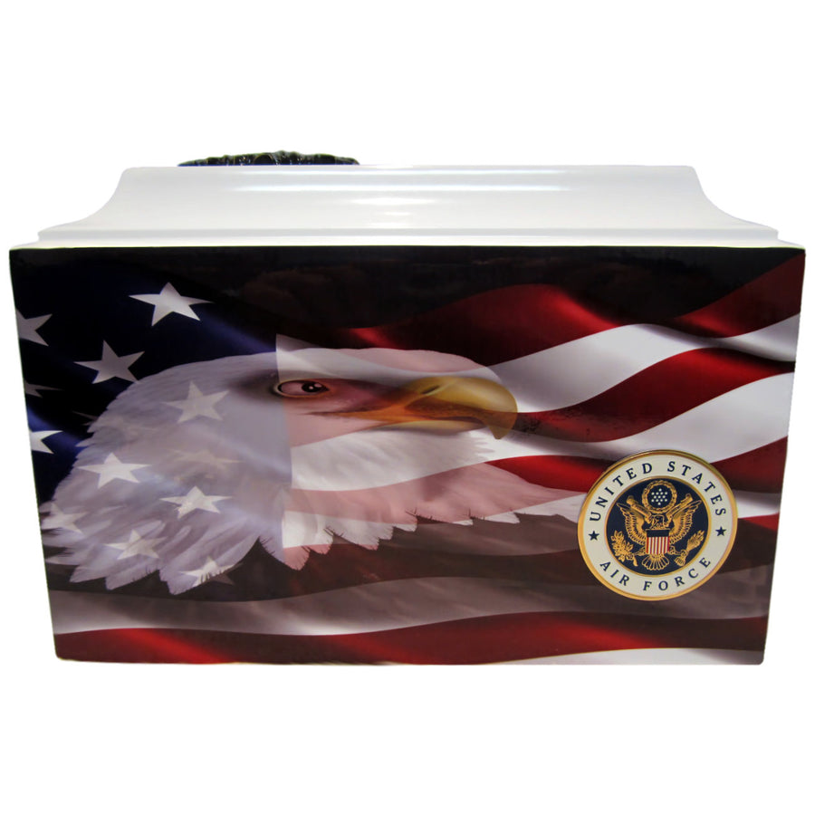 Eagle with American Flag Fiberglass Box Cremation Urn