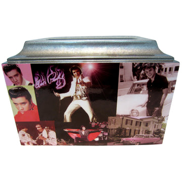 Elvis Presley Collage Fiberglass Box Cremation Urn