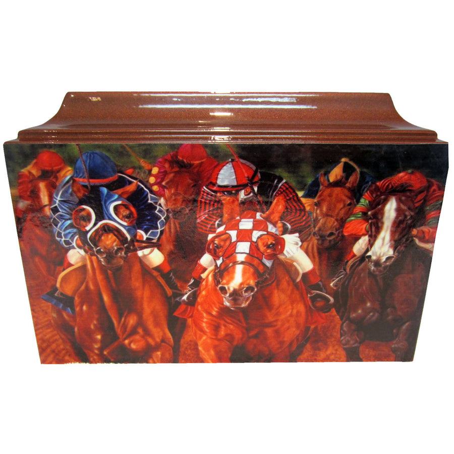 Horse Racing Fiberglass Box Cremation Urn