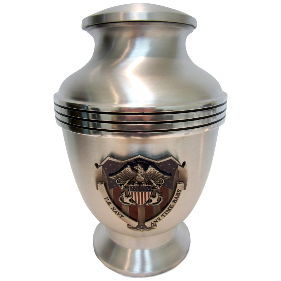 Navy Shield 3-Ring Aluminum Cremation Urn 