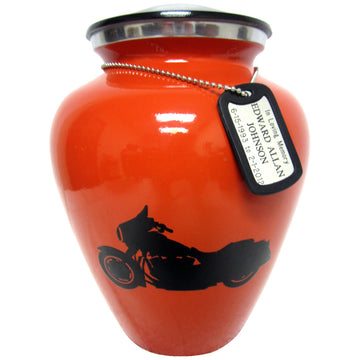 Orange Biker Niche Cremation Urn