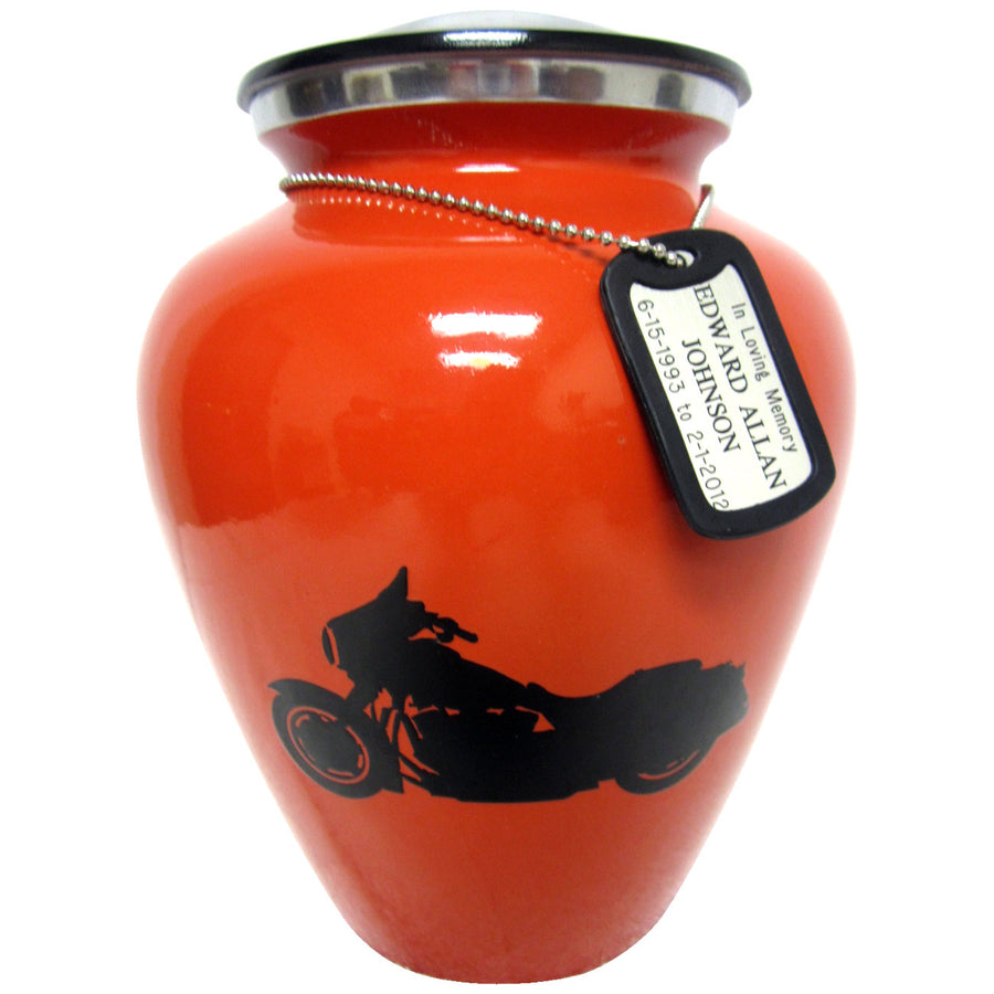 Orange Biker Niche Cremation Urn