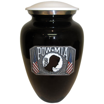 POW-MIA Black and White Classic Vase Cremation Urn
