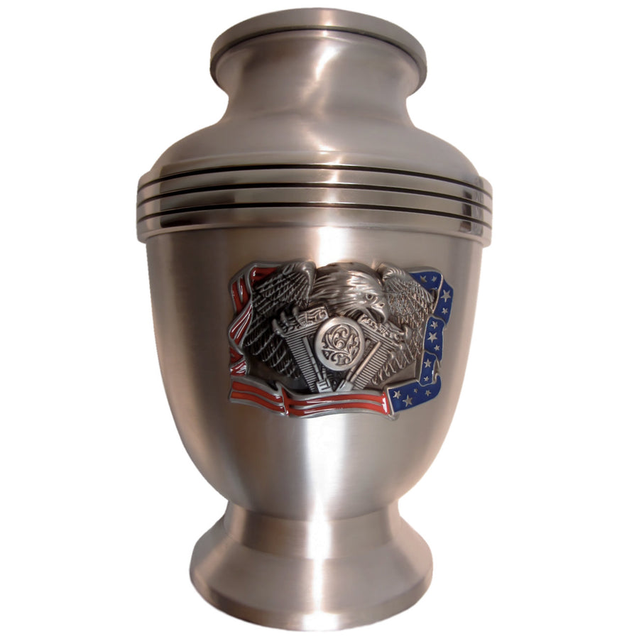 Patriotic Military 3-Ring Aluminum Cremation Urn