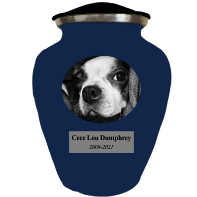Urna de cremación con jarrón para compartir clásico con imagen personalizada para mascotas