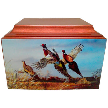 Pheasant Bird Hunter Fiberglass Box Cremation Urn