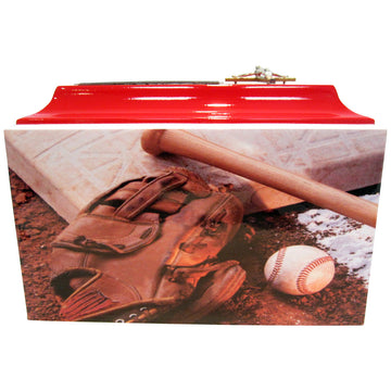 Red Baseball Fiberglass Box Cremation Urn