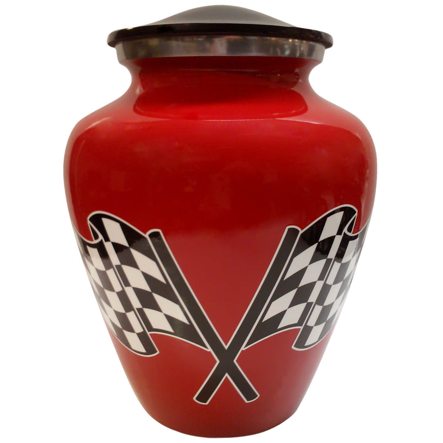 Red Racing Flag Motorcycle Niche Cremation Urn