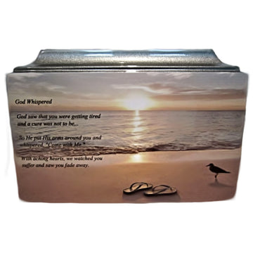 Silver Beach Fiberglass Box Cremation Urn 