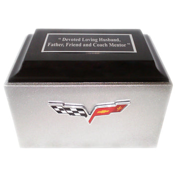 Silver Corvette Fiberglass Box Cremation Urn