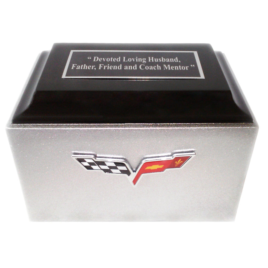 Silver Corvette Fiberglass Box Cremation Urn