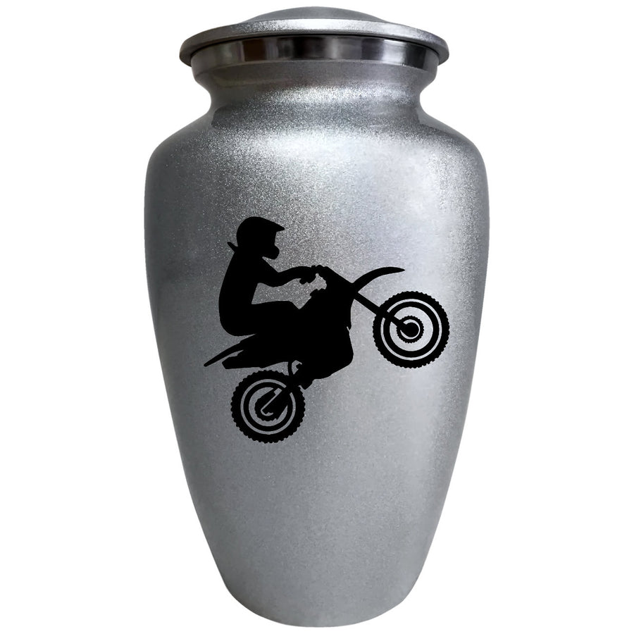 Silver Motocross Classic Vase Cremation Urn 