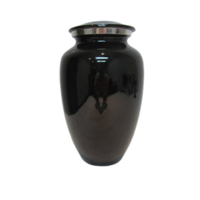 Solid color classic vase cremation urn in black