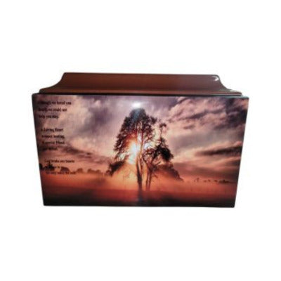 Sunset Tree with Poem Fiberglass Box Cremation Urn