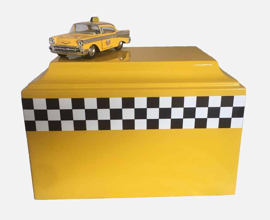 Taxi Cab Driver Fiberglass Box Cremation Urn