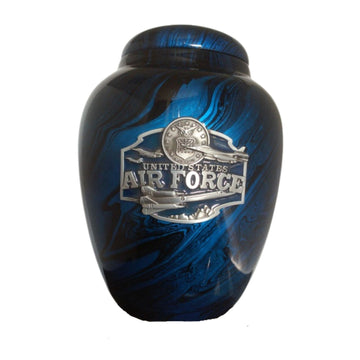 Marbled Blue Air Force Jets Classic Vase Cremation Urn