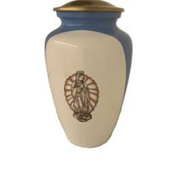 White and Powder Blue Mary Classic Vase Cremation Urn
