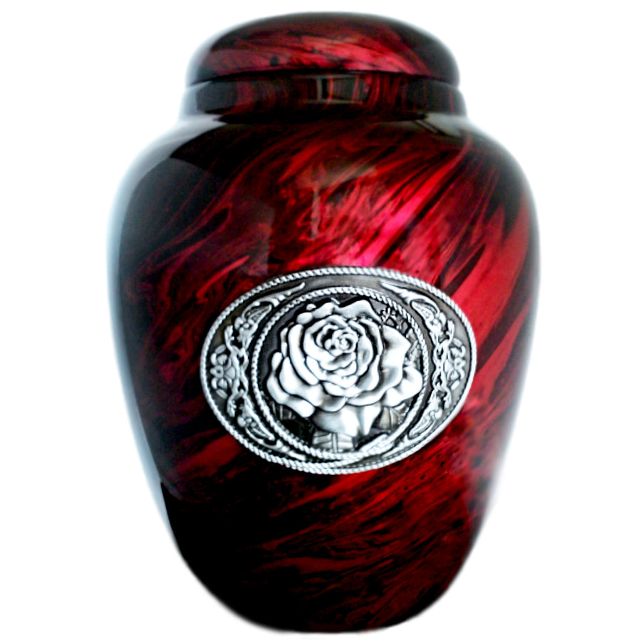 Marbled Red Rose Classic Vase Cremation Urn 