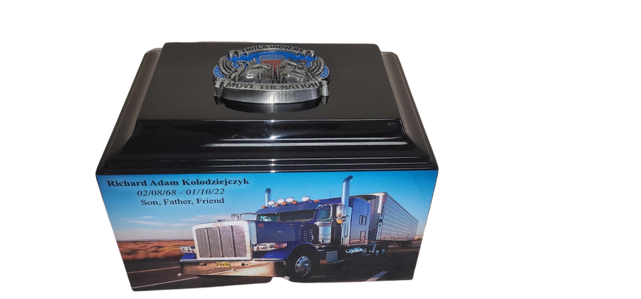 Trucker Scene Box Cremation Urn – T111