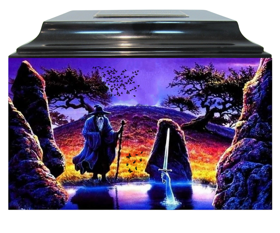Wizard Gamer Fiberglass Box Cremation Urn - T110
